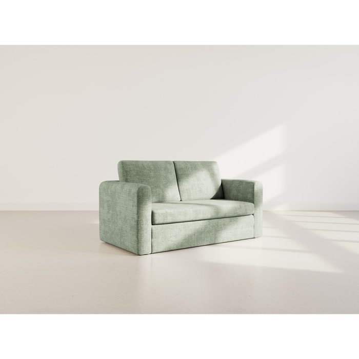 Marilia - Canapé 2 places convertible déplimousse en velours texturé - Vert