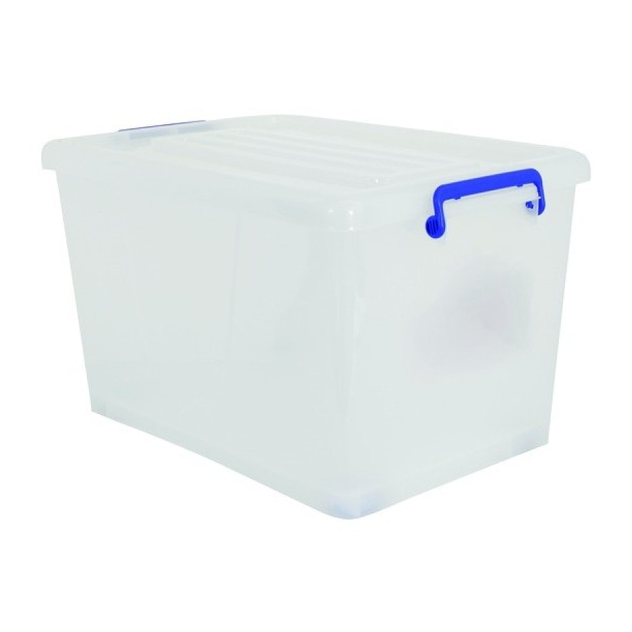 Boite de rangement avec roulettes Blanc Transparent 50L MSV