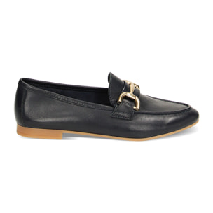 Mocasines azul en cuero