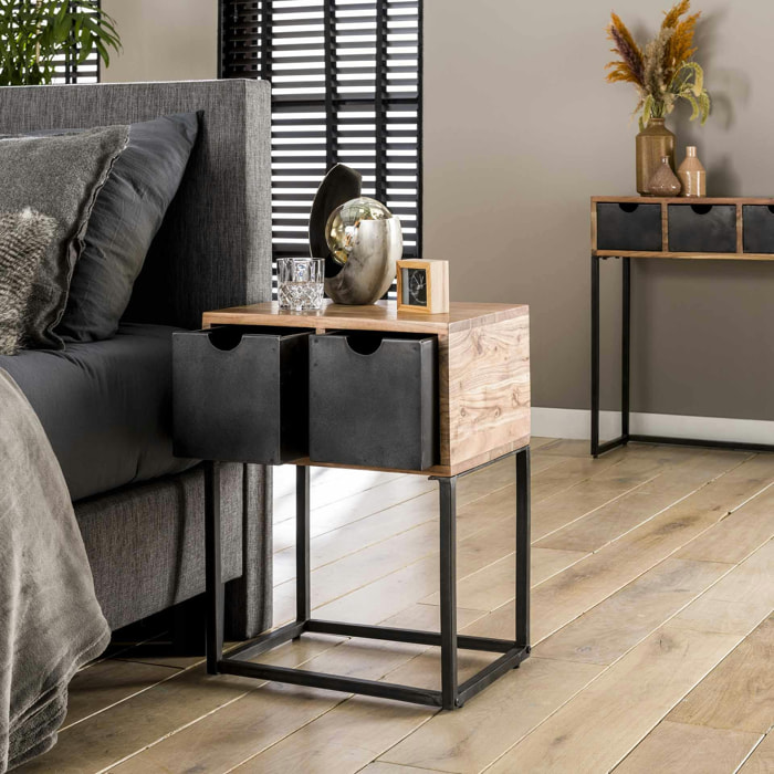 Table de chevet bois/métal industrielle BUNBURY