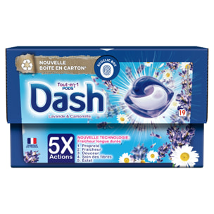 4x19 Pods Tout-en-1 Lavande Et Camomille, Lessive en Capsules Dash