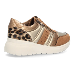 Zapatillas cuña con cremallera lateral para mujer
