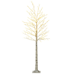 HOMCOM Árbol de Cerezo con 180 Luces LED IP44 Blanco Cálido Lámpara Decorativa de Flor de Cerezo con Luz Ajustable en 3 Modos para Salón Fiestas Interiores 21,5x21,5x180 cm Blanco