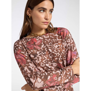 Elena Mirò - T-shirt stampata - Marrone