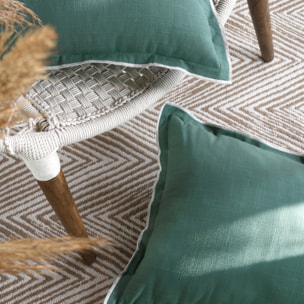 Coussin coton volant plat feston noir - Vert