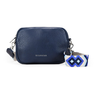 Bolso pequeño azul con asa bordada