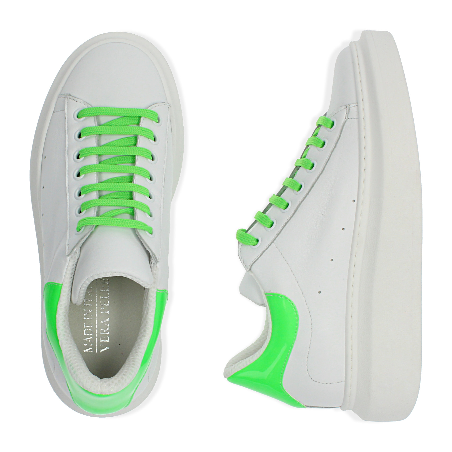 Deportivas de piel blanco/verde