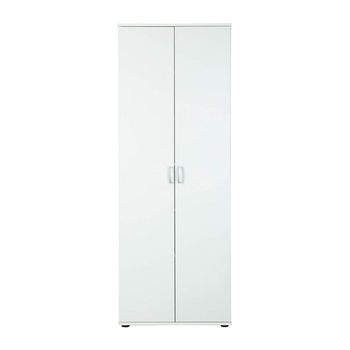 Armadio 2 ante con ripiani, color bianco, 70x34x189h