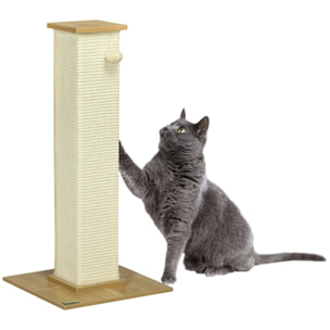 Poste Rascador para Gatos con Poste de Sisal y Bola Colgante 38x38x80 cm Roble