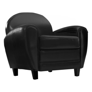 Fauteuil noir en croute de cuir enduite - Club