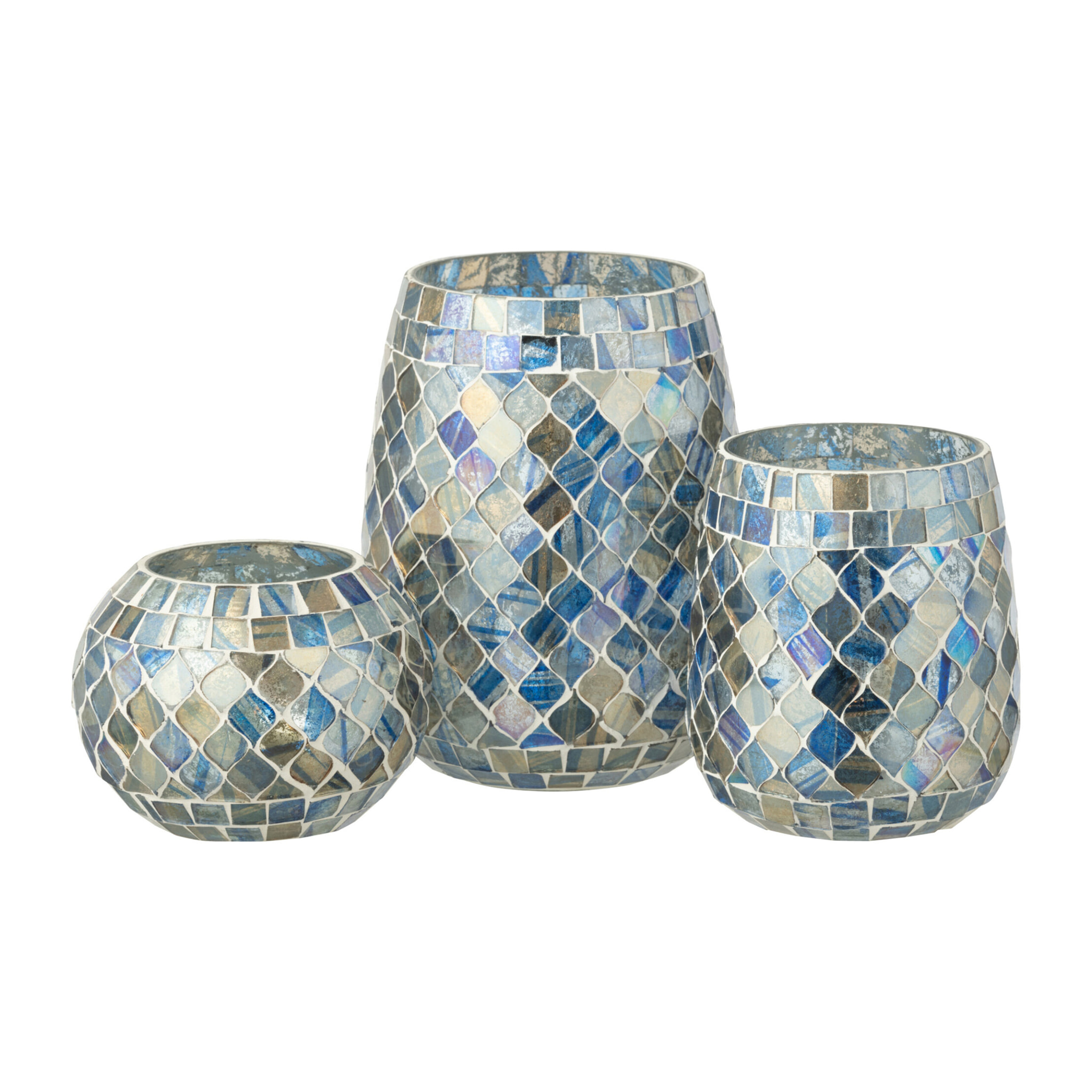 J-Line bougeoir Mosaïque - verre - gris bleu