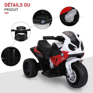 Moto électrique pour enfants 3 roues 6 V 2,5 Km/h effets lumineux et sonores rouge BMW S1000 RR
