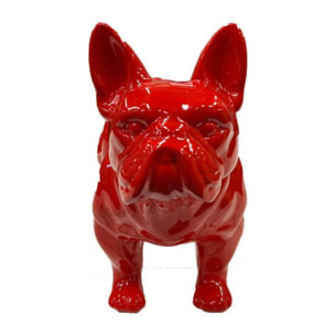 Statuette chien rouge bouledogue en résine H18cm - RUDY