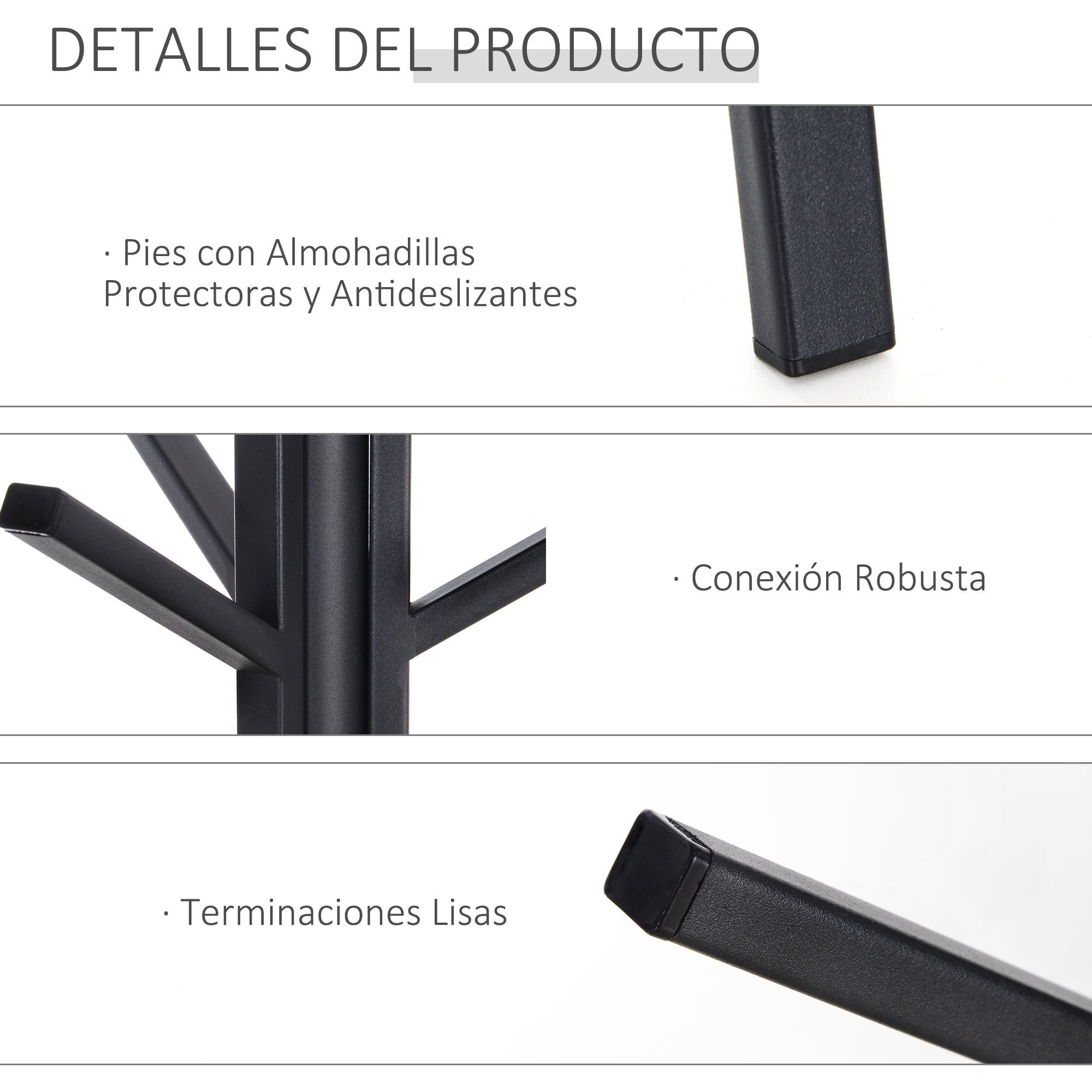 Perchero de Pie con Ganchos de Acero,Madera 45x45x180cm Negro