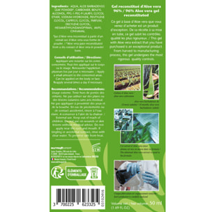NUTRI EXPERT - Gel Aloe Vera 96% - Soin Hydratant & Apaisant Visage et Corps - Peaux Sensibles - Sans Paraben - Rougeurs et Après-Soleil - 50 ml