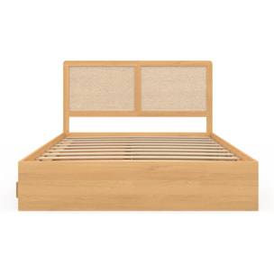 Lit Eve 140x190cm cannage et tiroirs coulissants