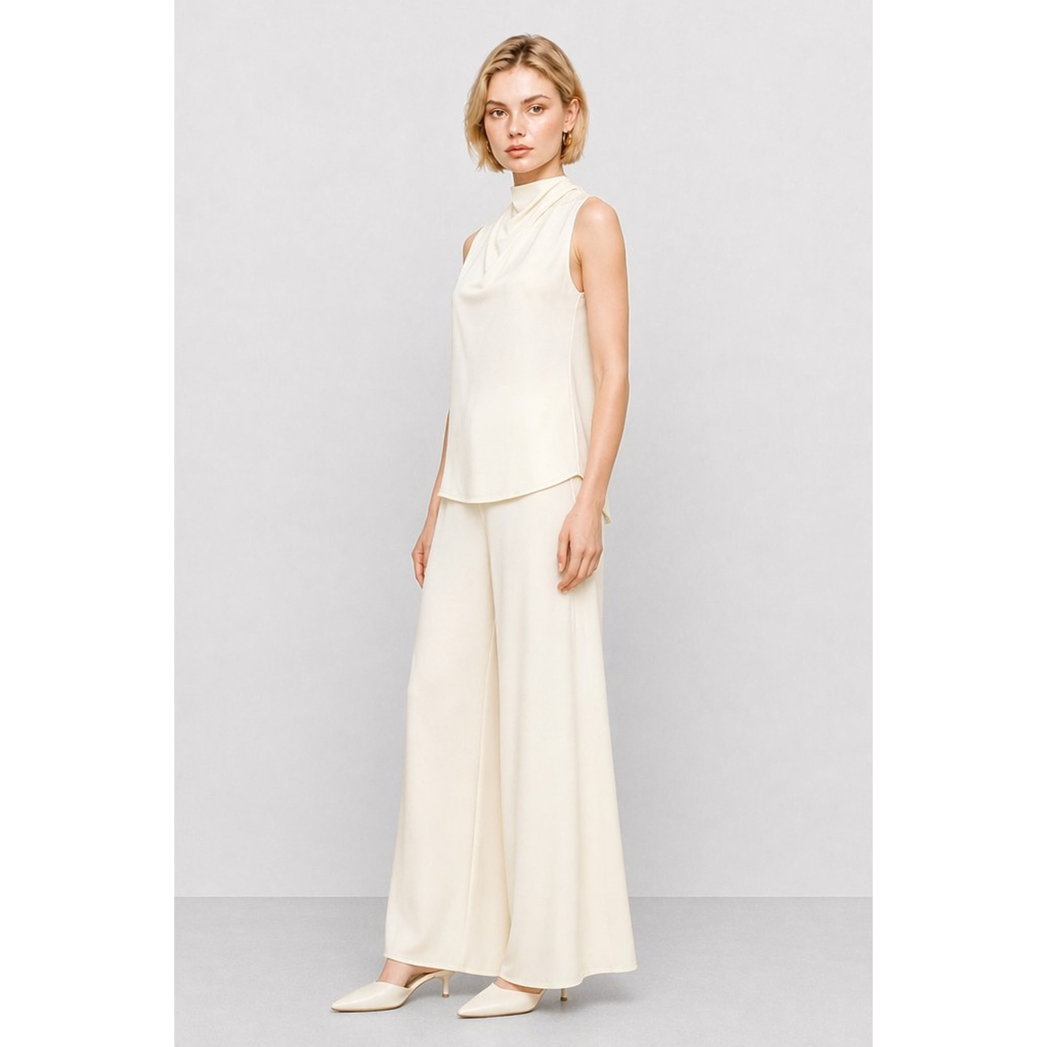 Kocca - Blusa da donna in viscosa con collo alto drappeggiato Donna