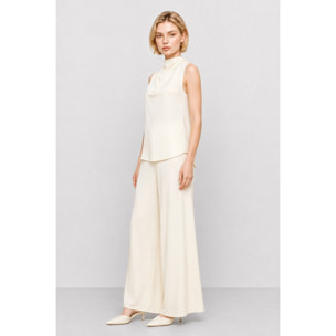Kocca - Blusa da donna in viscosa con collo alto drappeggiato Donna