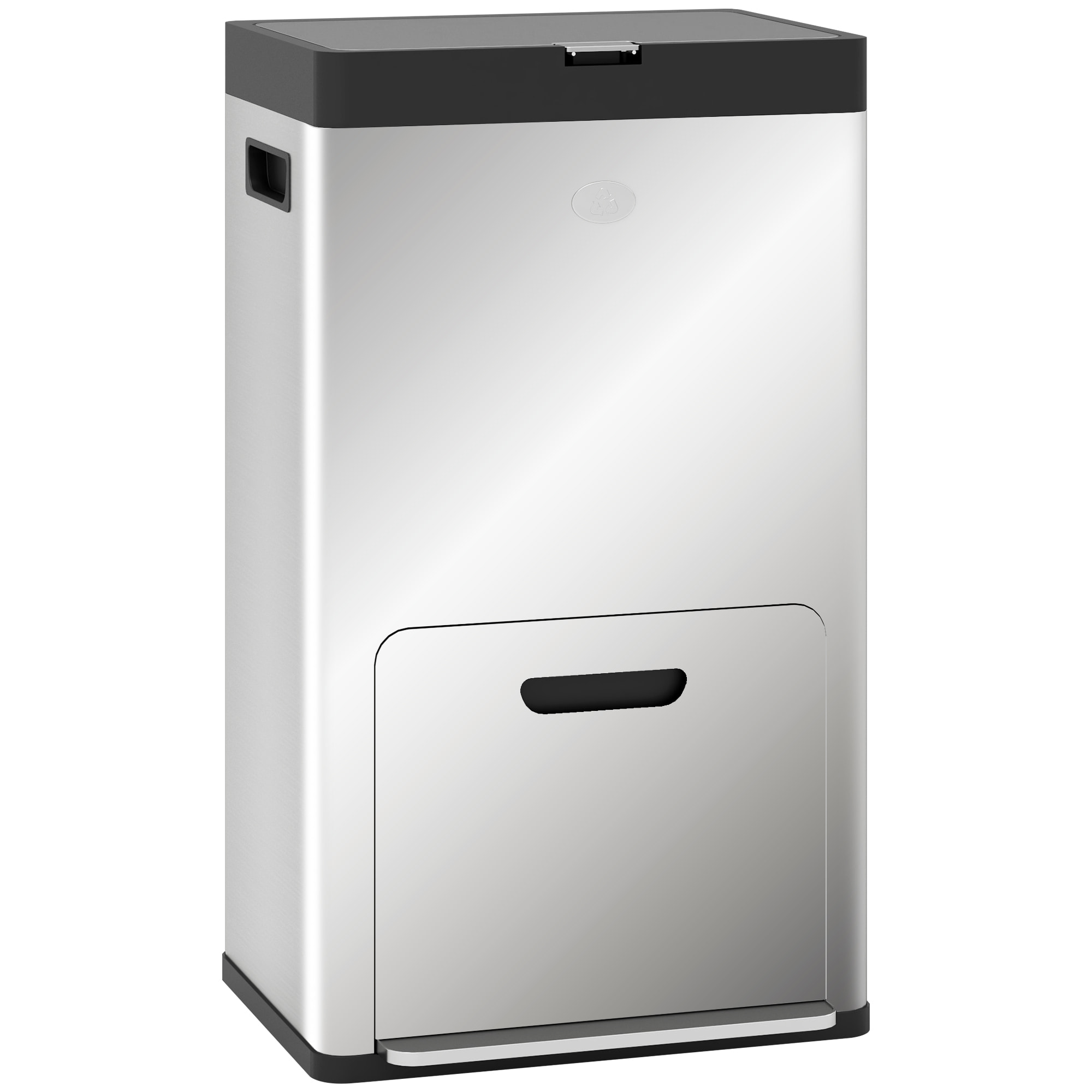 Poubelle de cuisine 2 x 18L + 20L - poubelle à pédale 3 compartiments seaux amovibles filtre anti-odeur - acier inox. brossé