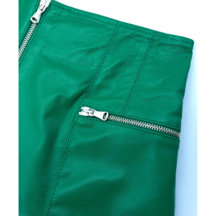 Pantaloncino sfoderato in pelle verde nappa effetto liscio