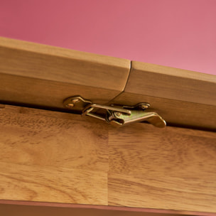 Table à manger rectangulaire extensible bois d'hévéa et placage chêne naturel 4-6 places - 110/140 x 100 x 75 cm - Lina