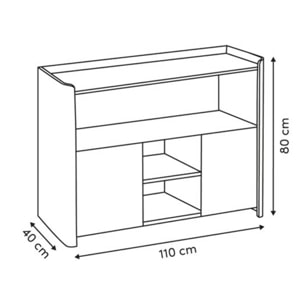 Buffet 2 portes Roundy blanc ivoire et bois