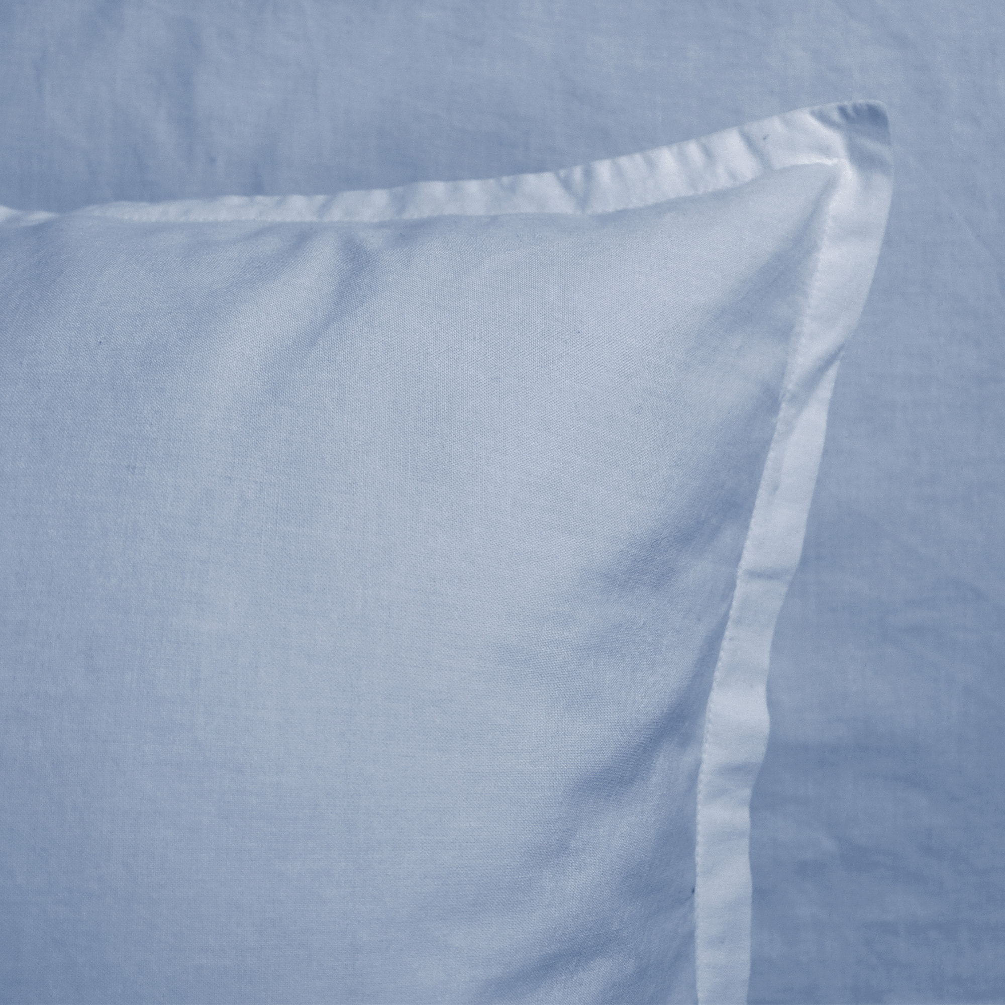 Parure de lit unie en coton taies à volant, COTON LAVÉ