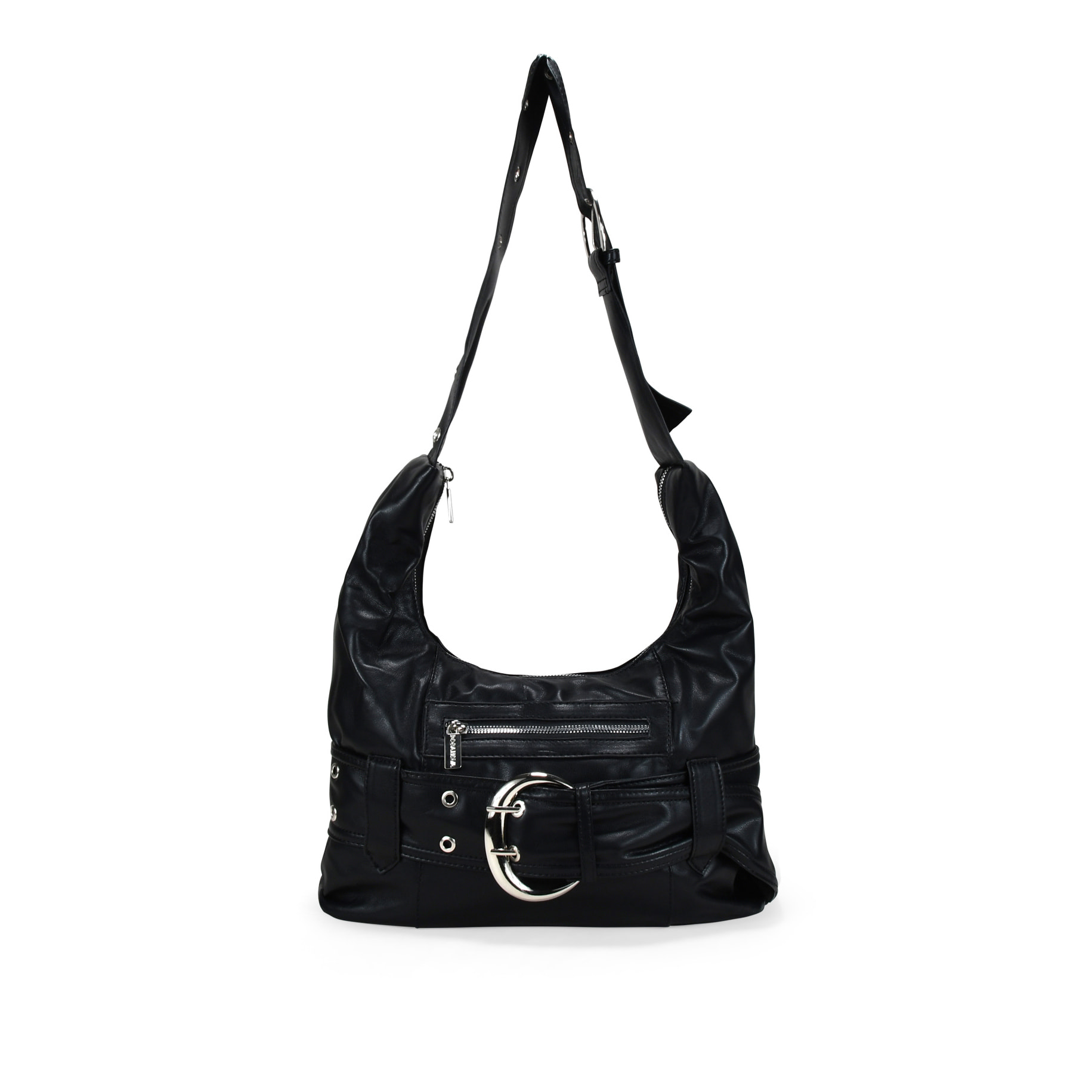 Bolso de hombro negro con maxi hebilla
