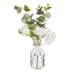 Composition eucalyptus artificielle vase verre H39cm