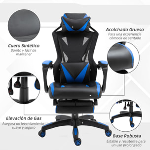 Silla Gaming para Oficina Respaldo Regulable Negro y Azul