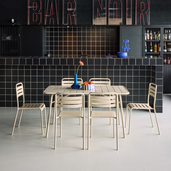 Table de jardin pliante métal + 6 assises AMÉLIA