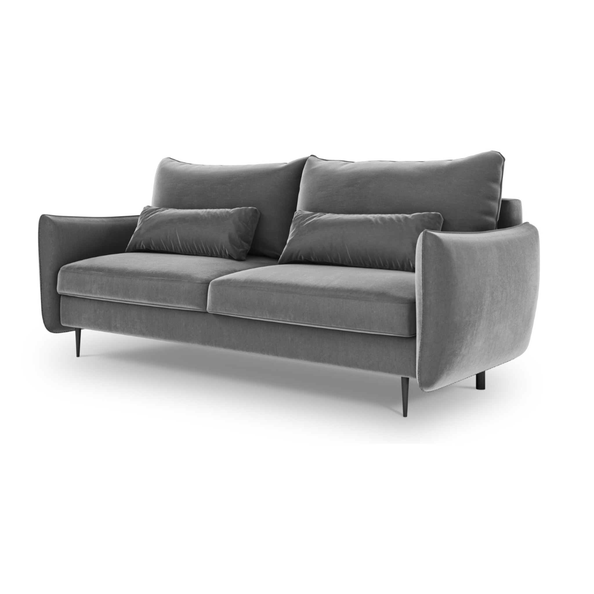 Canapé convertible avec coffre de rangement "Vermont" 3 places en velours gris clair
