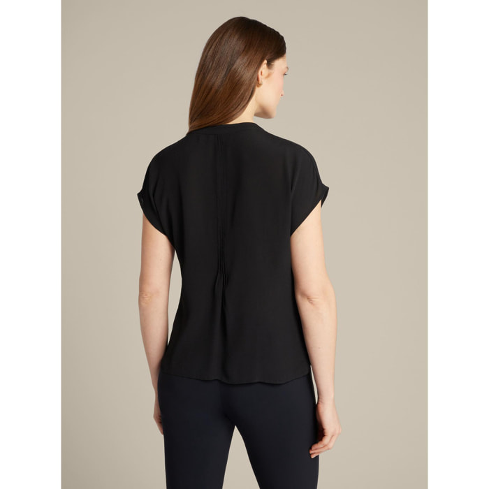 Elena Mirò - Blusa con pieghe in crêpe de chine - Nero