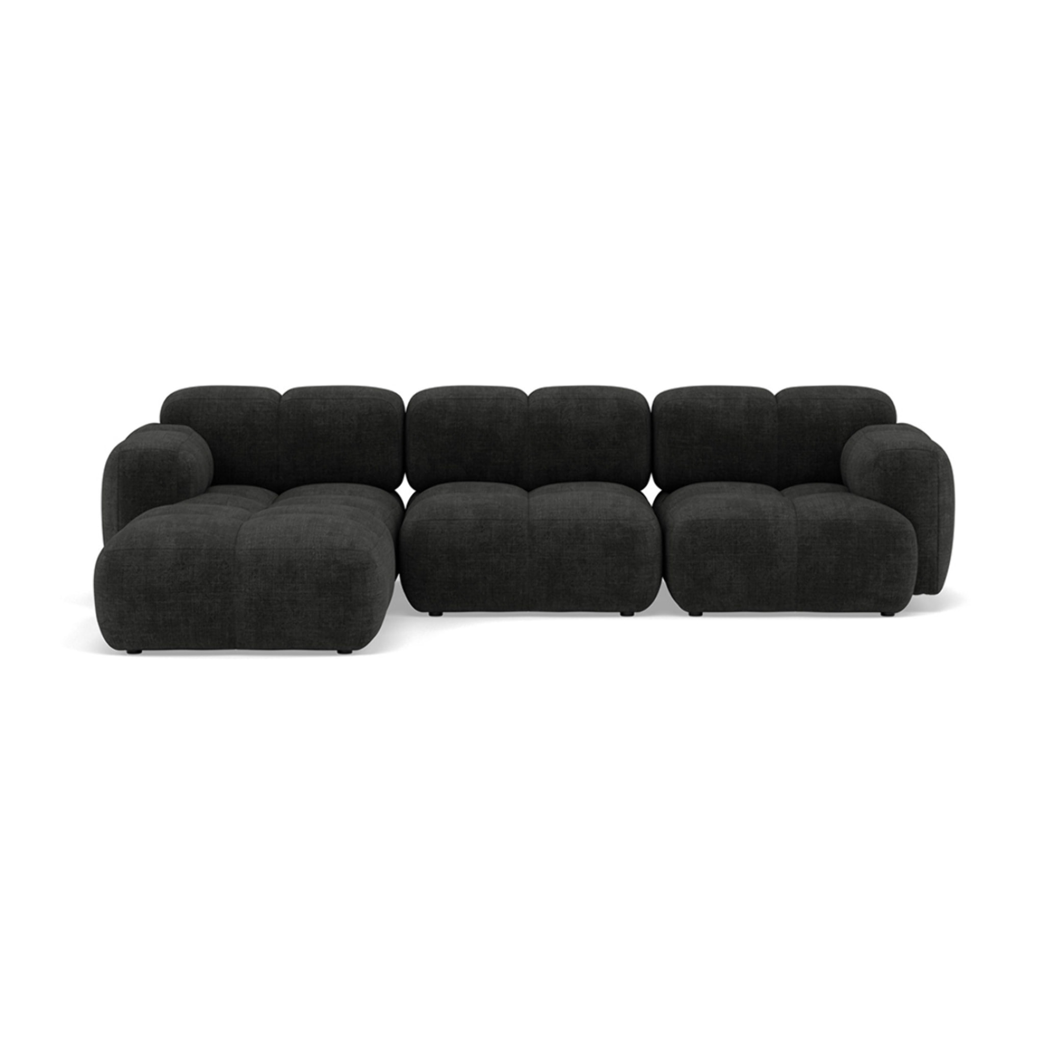 Grace - canapé modulable d'angle réversible 4 places en velours texturé - Gris Anthracite
