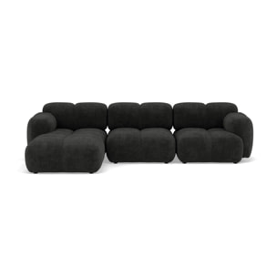 Grace - canapé modulable d'angle réversible 4 places en velours texturé - Gris Anthracite