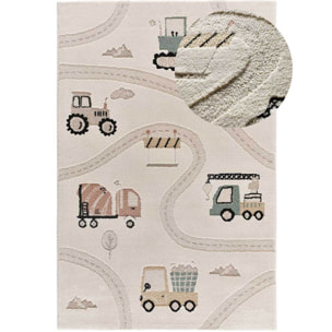 CLOWN Alfombra infantil con vehiculos y carreteras multicolor, 120x170 cm
