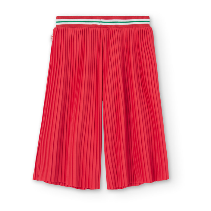 PantalÃ³n plisado para niÃ±a liso de color rojo