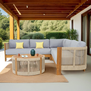 Salon de jardin d'angle 5 places en bois FSC - PRAIA