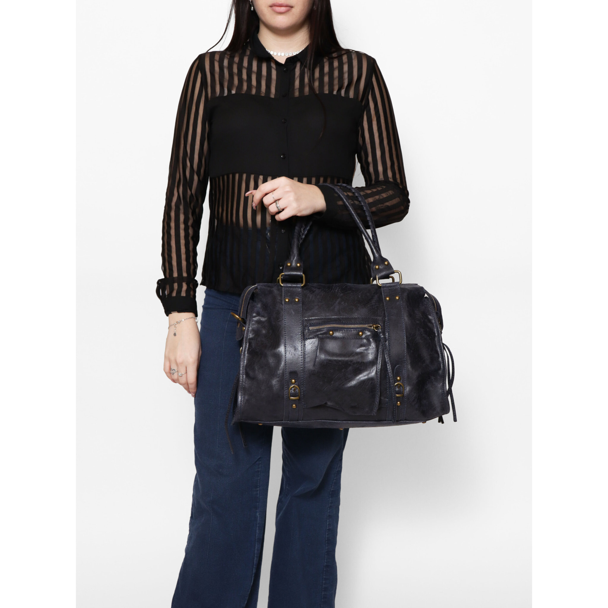 Borsa a spalla da donna - Modello Elara - Vera pelle - 41.0 x 28.0 x 13.0 cm