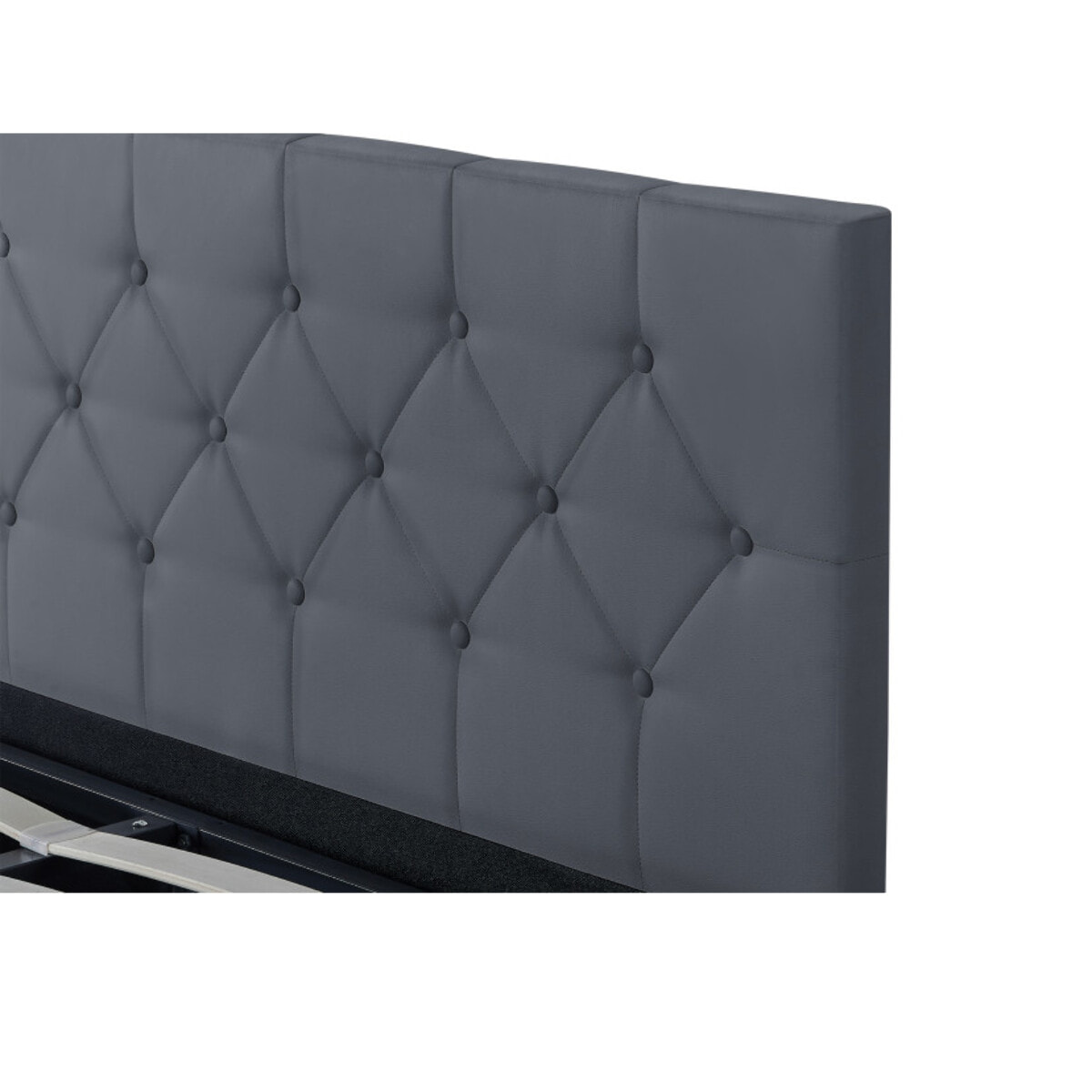 Lit coffre Hannah PVC avec sommier - Gris
