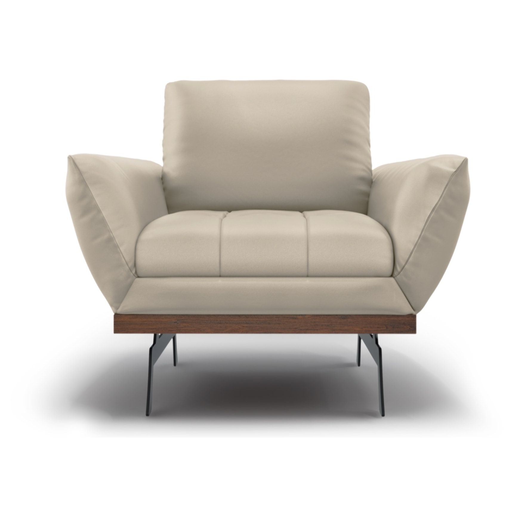 Fauteuil "Olivier" en cuir véritable gris clair