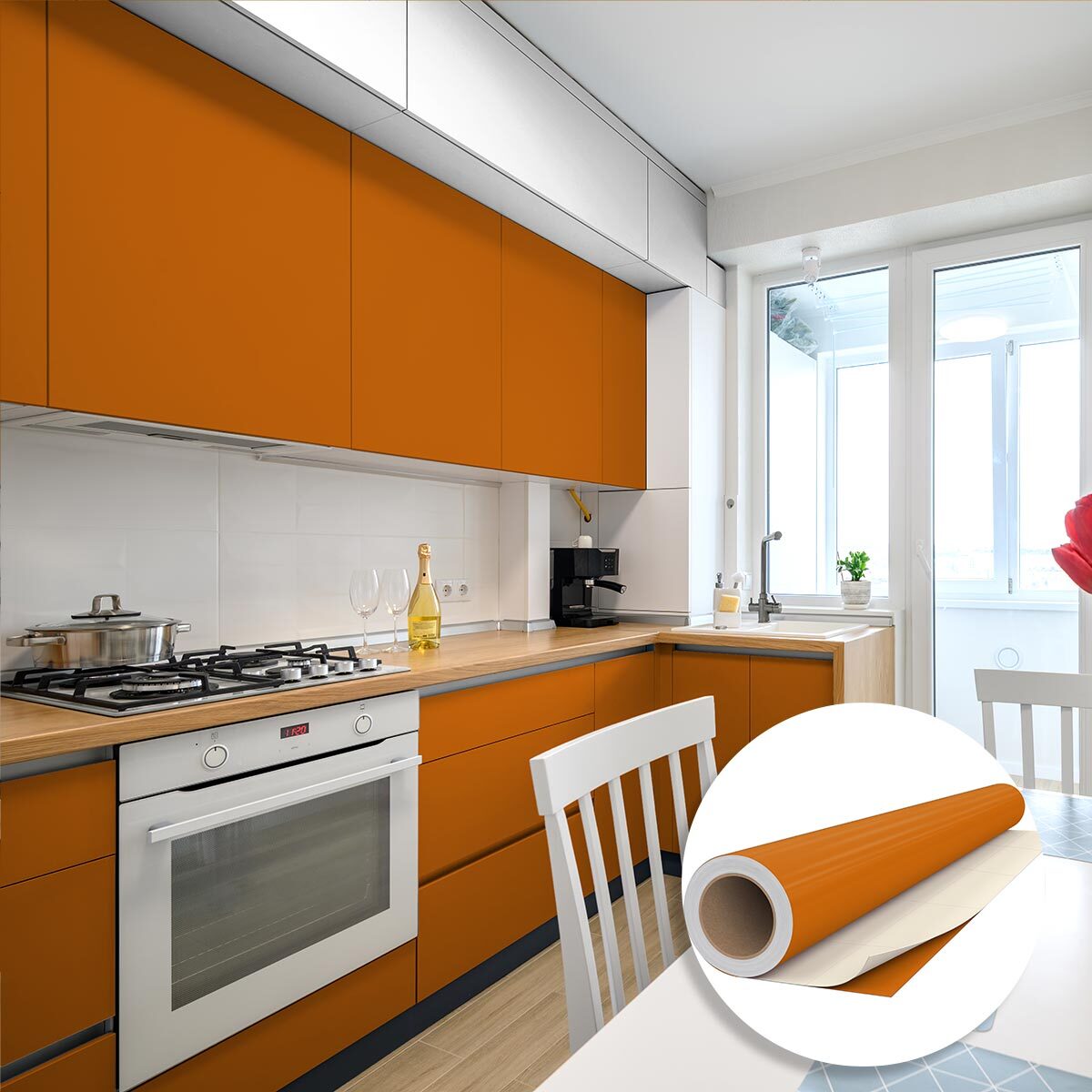 Rouleau adhésif décoratif Vinyle au Mètre - Noisette - Sticker Lavable Imperméable Mur Cuisine Meubles
