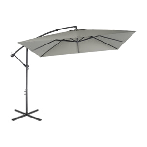 Parasol déporté carré 3x3m - Hardelot 3x3m - kaki - Manivelle anti-retour | Toile déperlante | Facile à utiliser