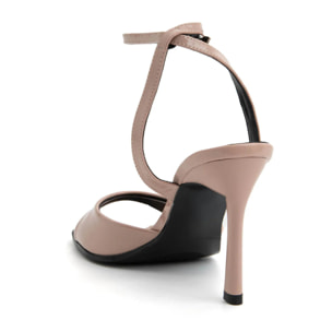 Sandalo con tacco a spillo in vernice - BEIGE