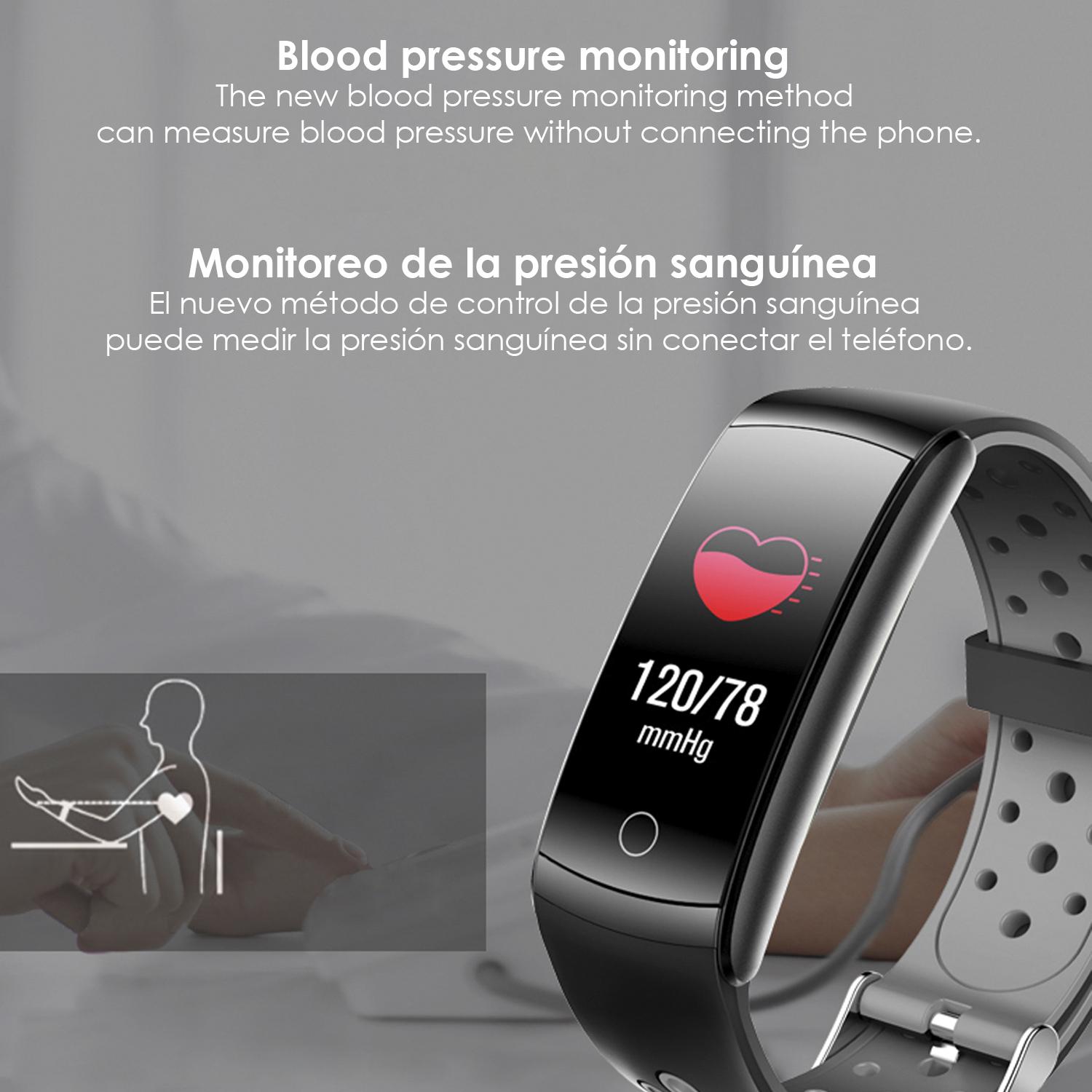 Pulsera inteligente Q8T con temperatura corporal, multideporte, monitor cardiaco y de presión sanguínea