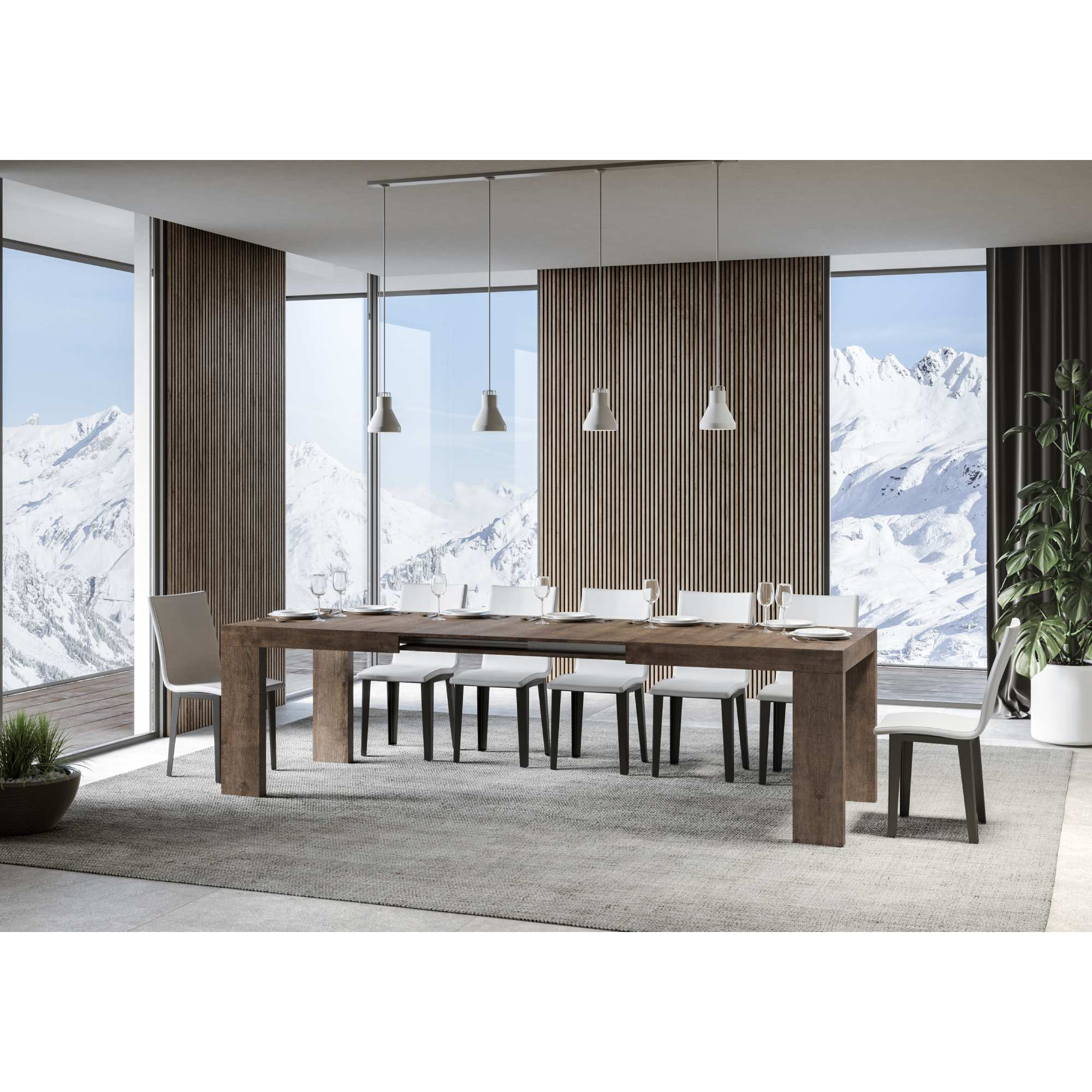 Table extensible 90x160/264 cm Roxell Premium Noyer