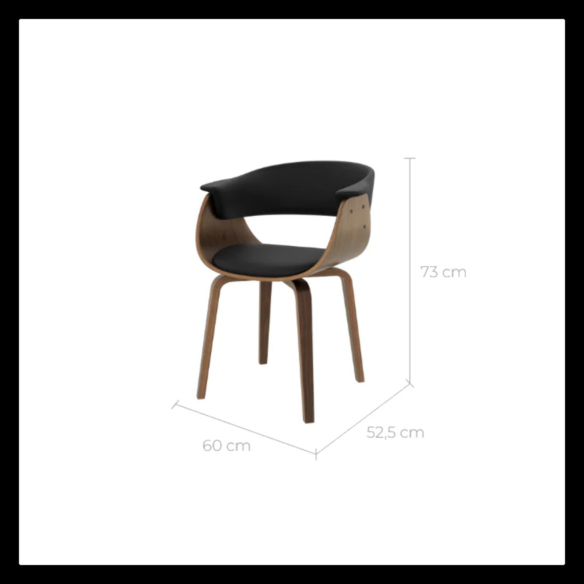 Chaise en cuir synthétique noir - Piada