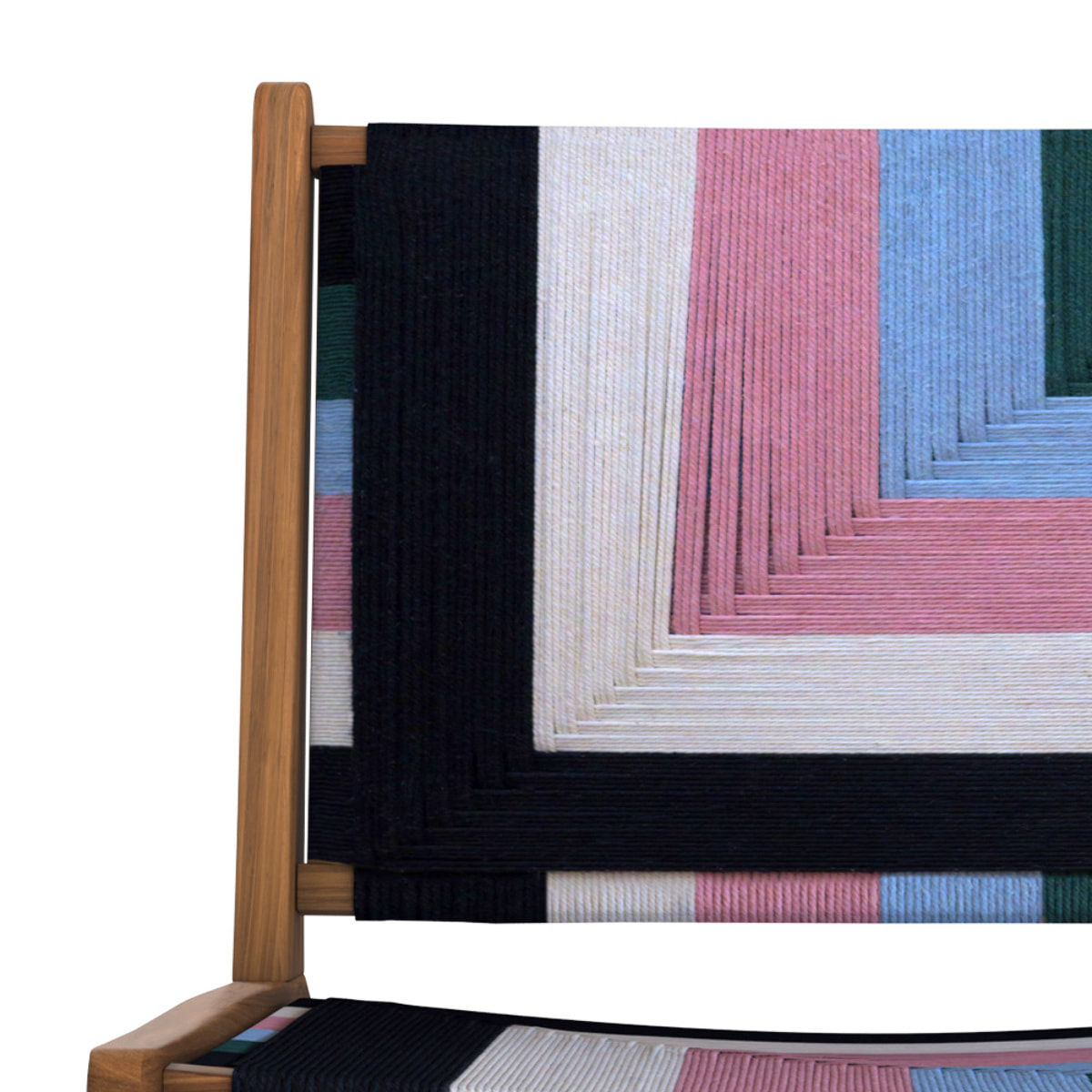 Fauteuil multicolore en fil de laine tressé et bois de teck - Callie