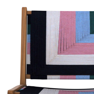Fauteuil multicolore en fil de laine tressé et bois de teck - Callie