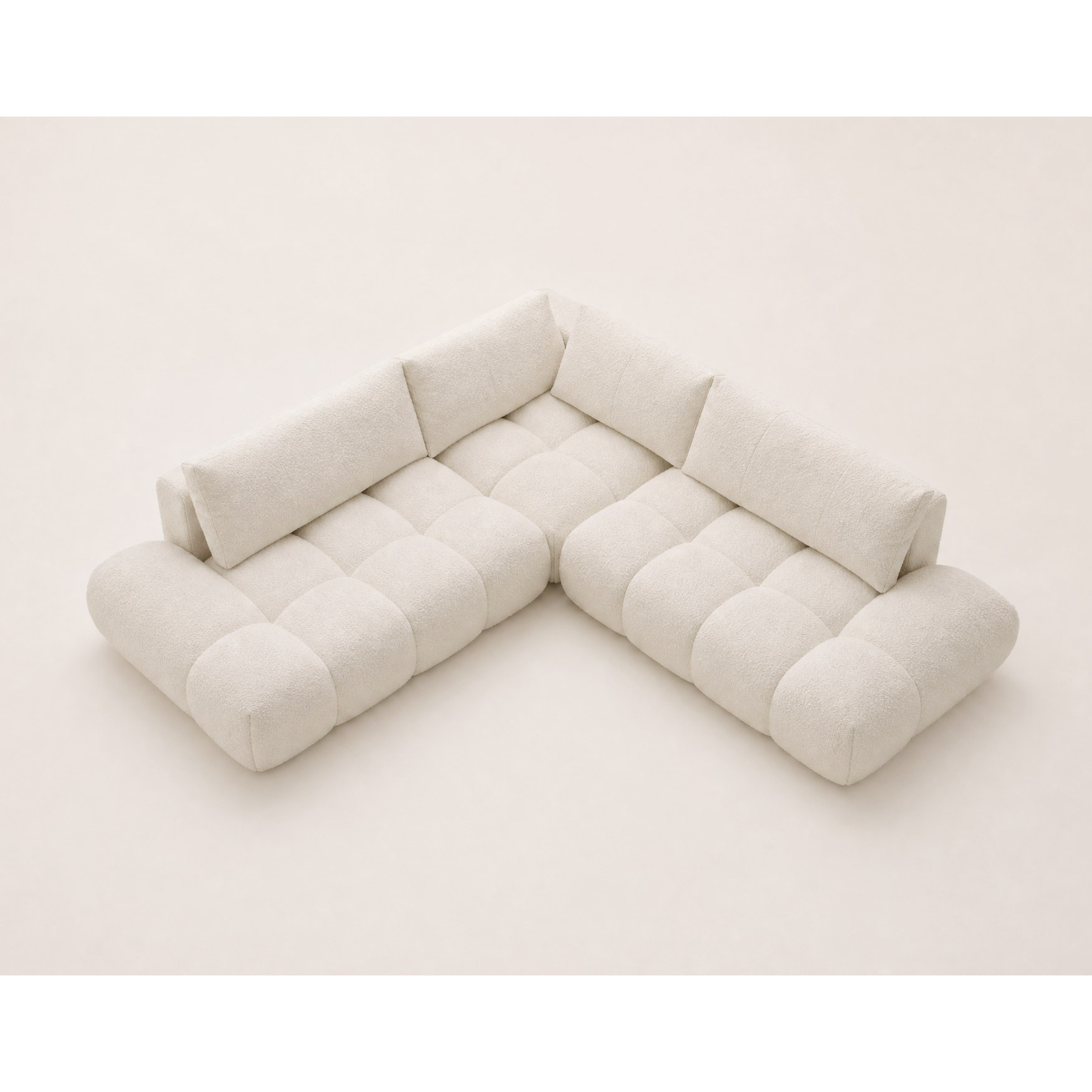 Yulin - Canapé d'angle L 5 places convertible avec coffre en tissu bouclette - Beige